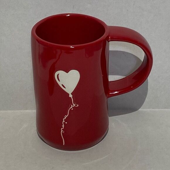 Rae Dunn by Magenta Red White Be Mine Heart Balloon Tall Valentines Day Mug - Picture 1 of 7